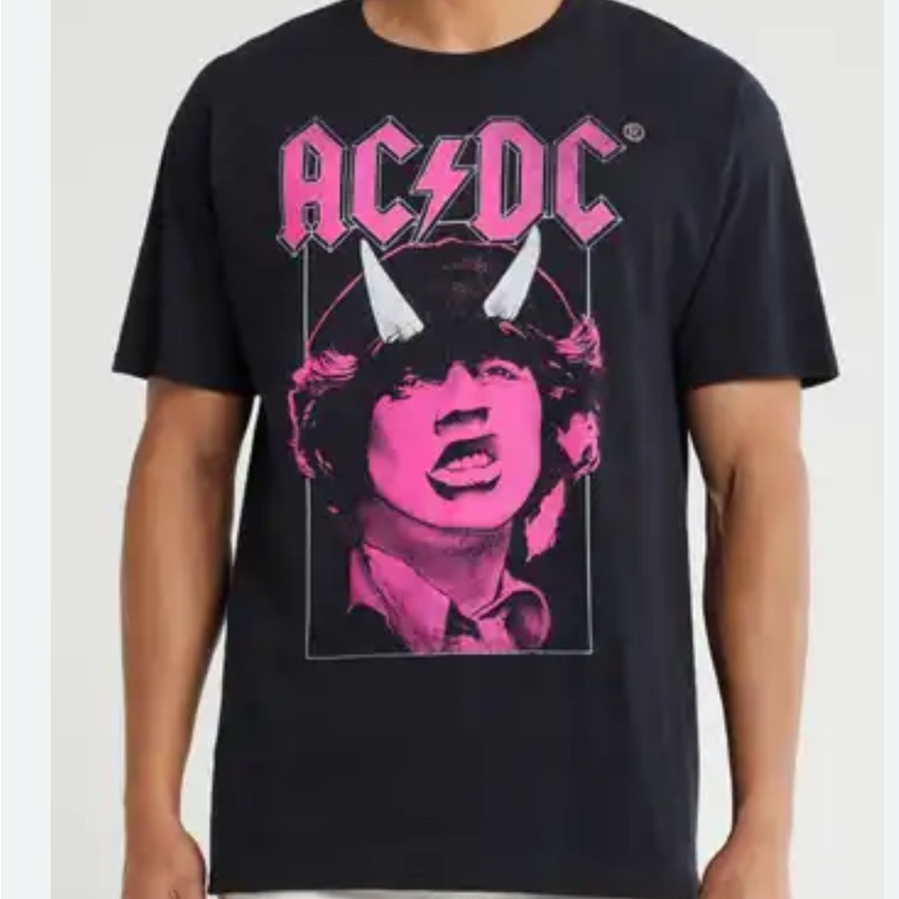 AC/DC Black Tee Angus Horn Graphic L